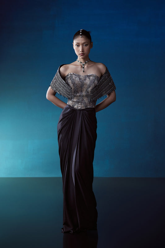 BLACK CORSET-SKIRT SET