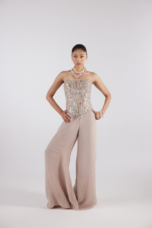 STONE EMBELLISHED CORSET WITH PANTS SET