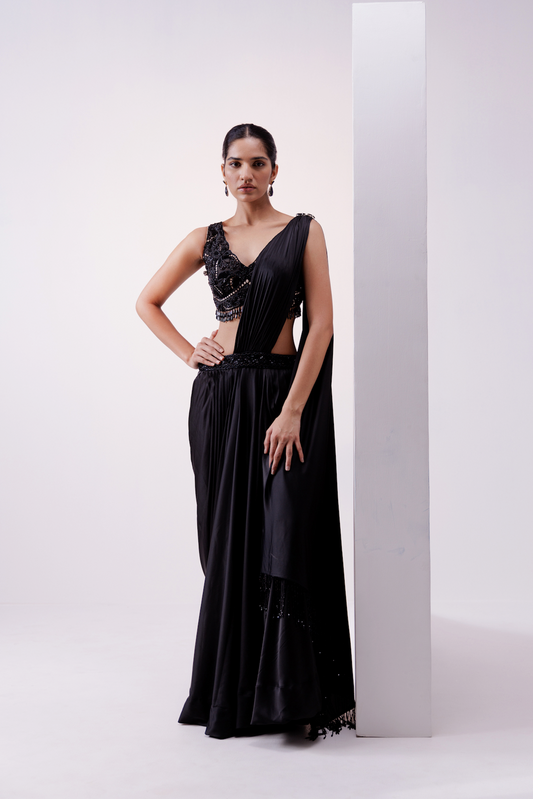 BLACK DRAPE SAREE