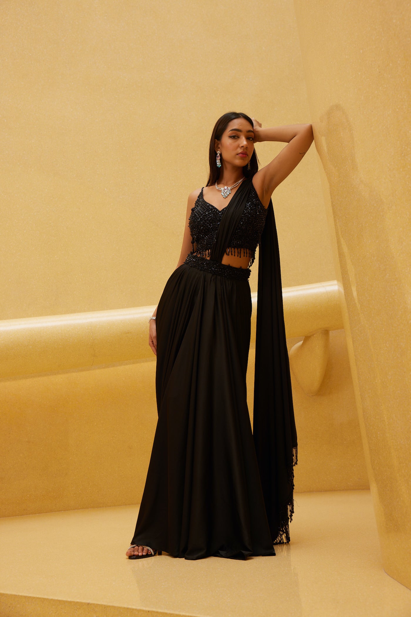 BLACK DRAPE SAREE
