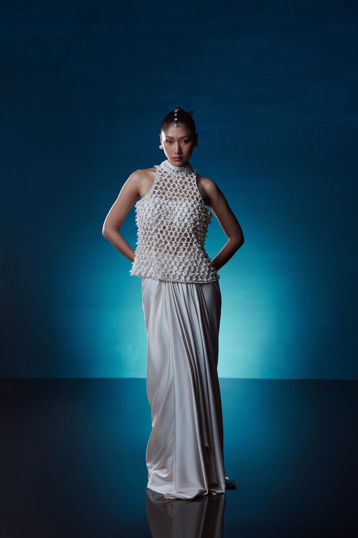 IVORY PEARL CUTWORK TOP WITH SKIRT
