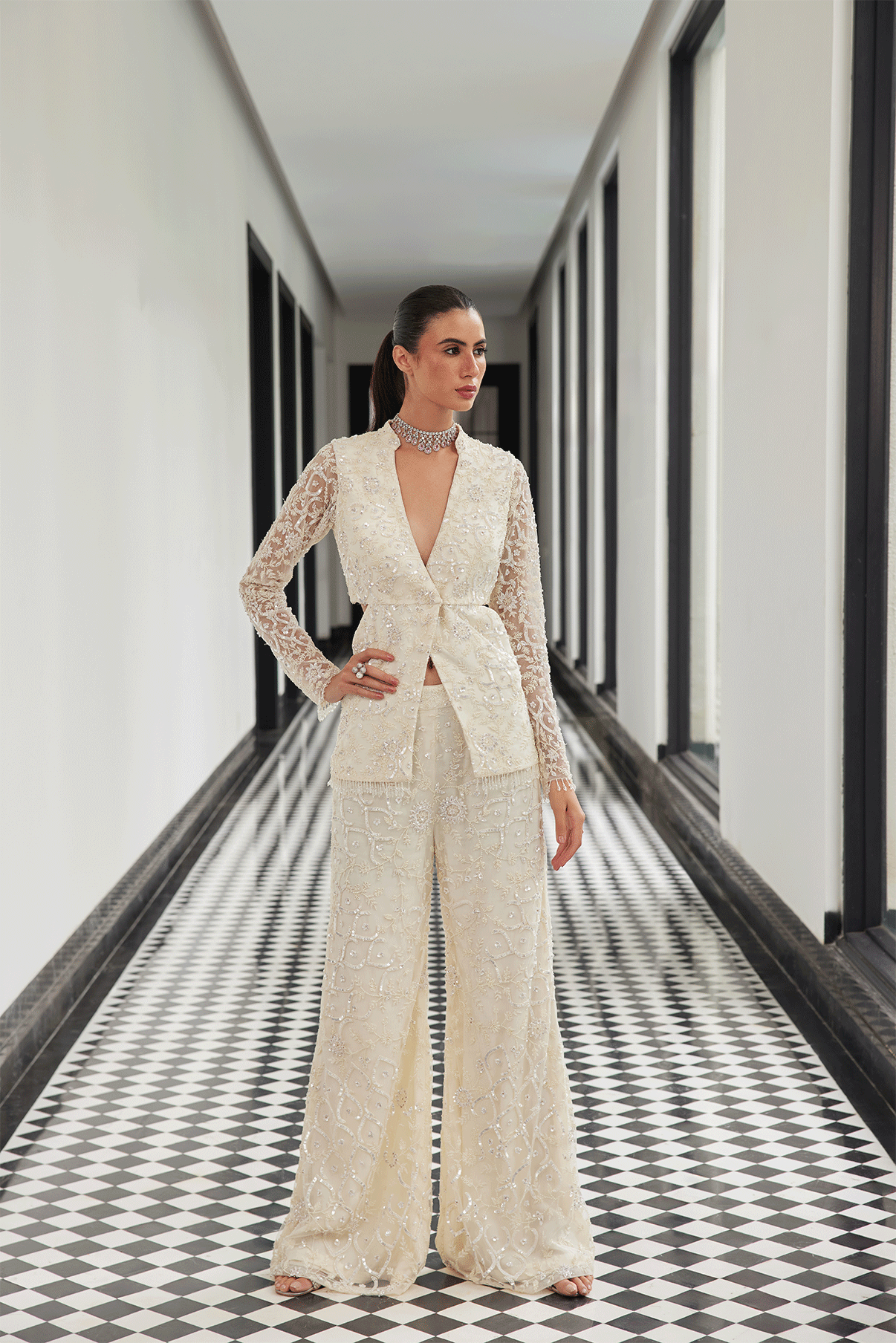 IVORY BLAZER AND PANT SET