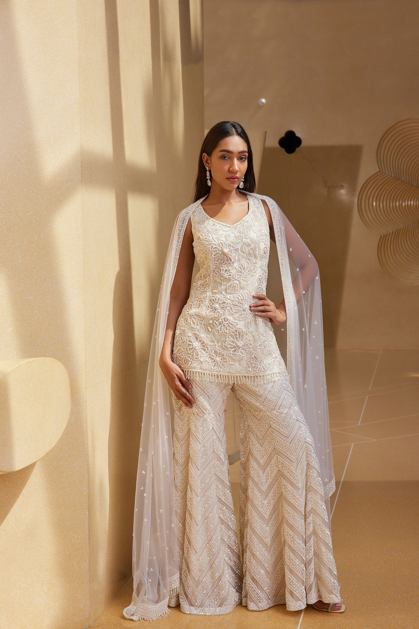 IVORY SHARARA WITH DUPATTA