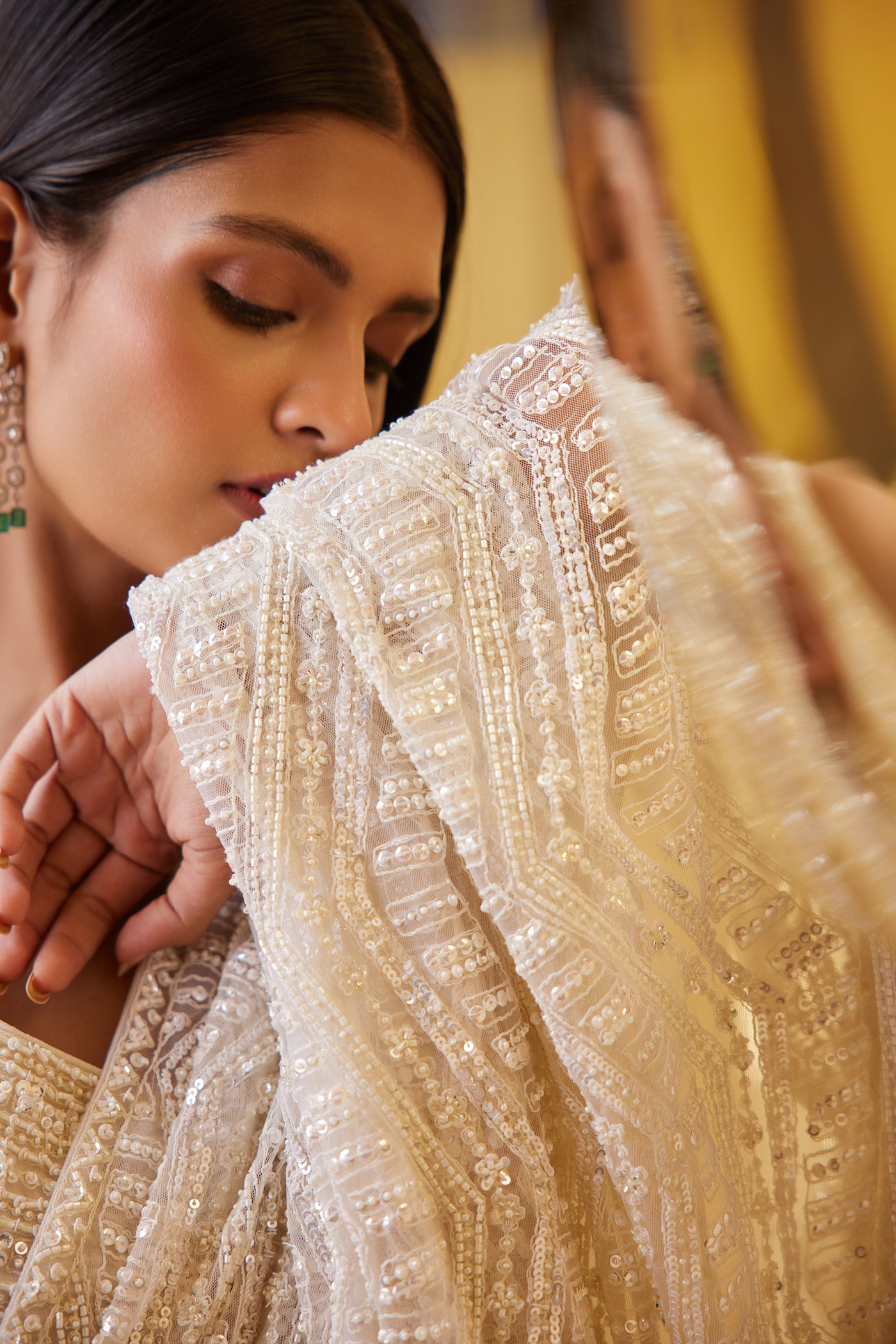 IVORY DRAPE SKIRT SAREE