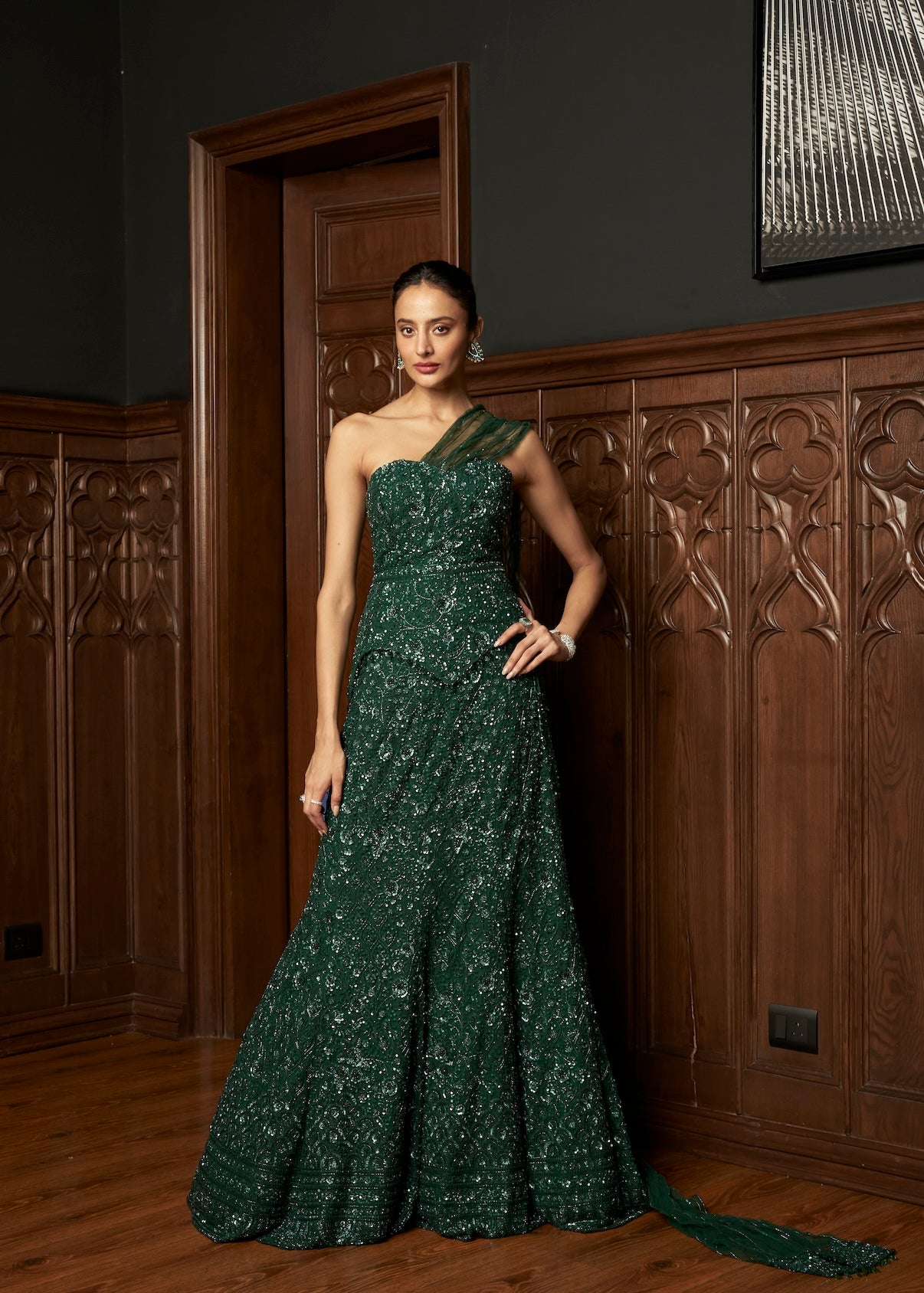 EMERLAD FISHCUT LEHENGA WITH CORSET BLOUSE