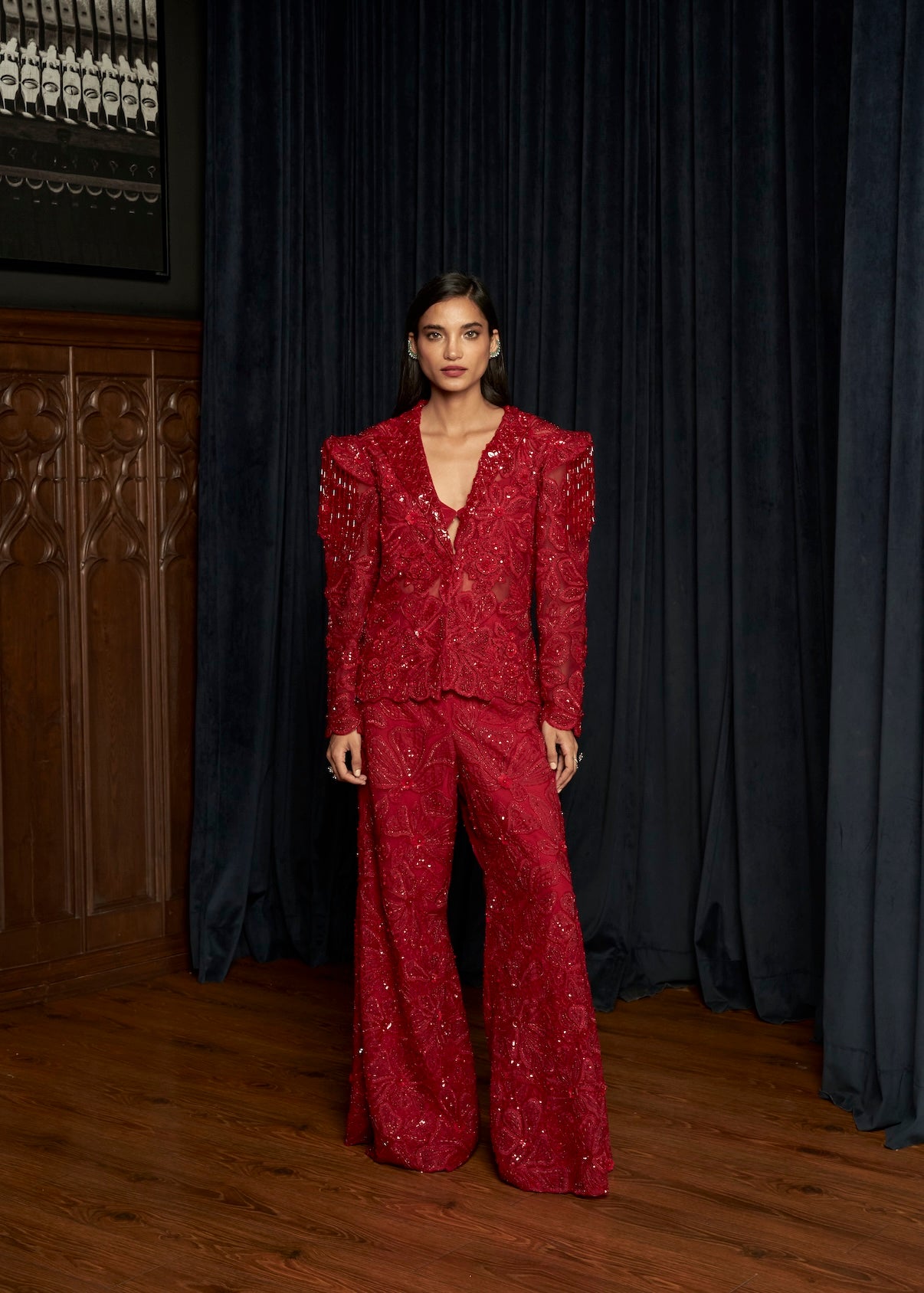 RED JACKET-PANT SET