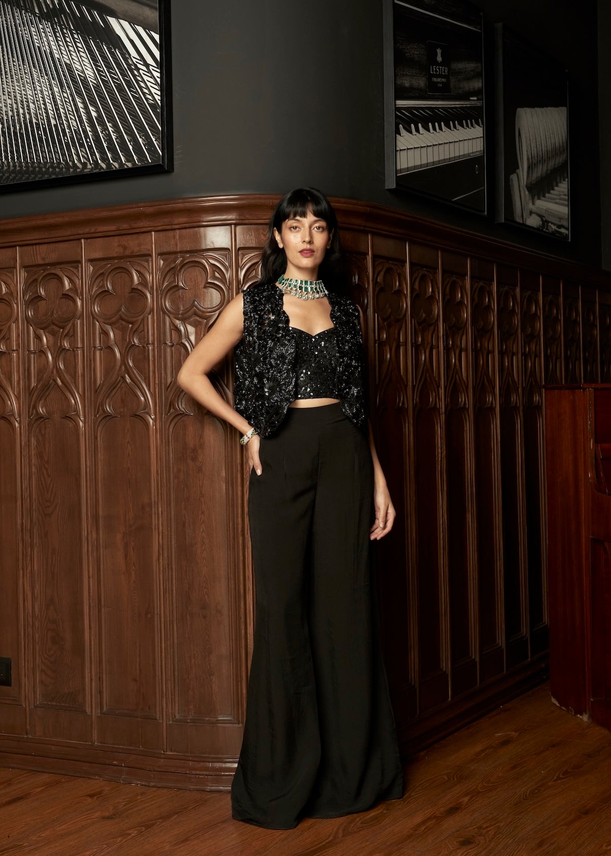 BLACK SHORT JACKET- PANT SET