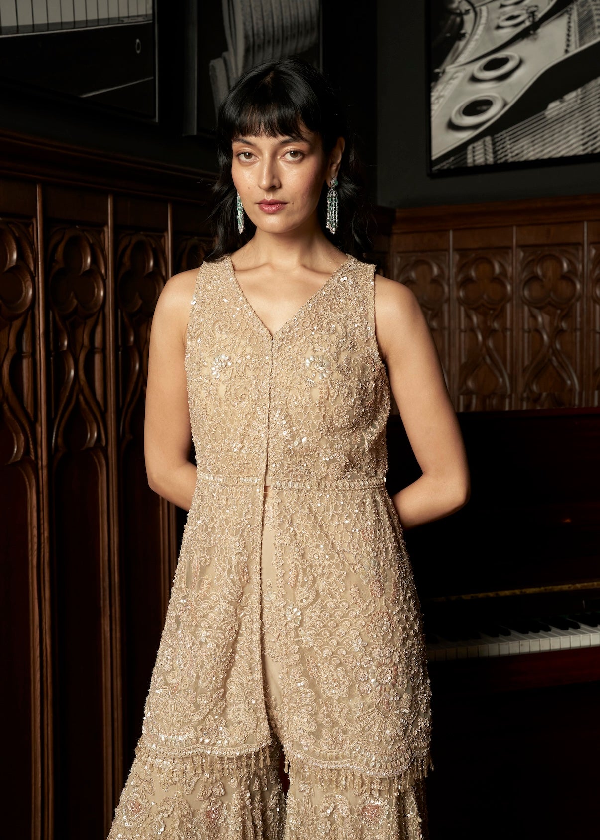 BEIGE SHARARA SET