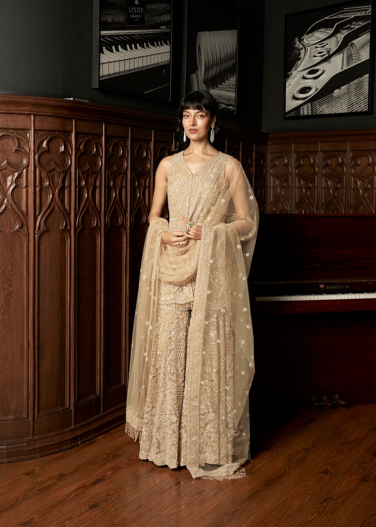 BEIGE SHARARA SET
