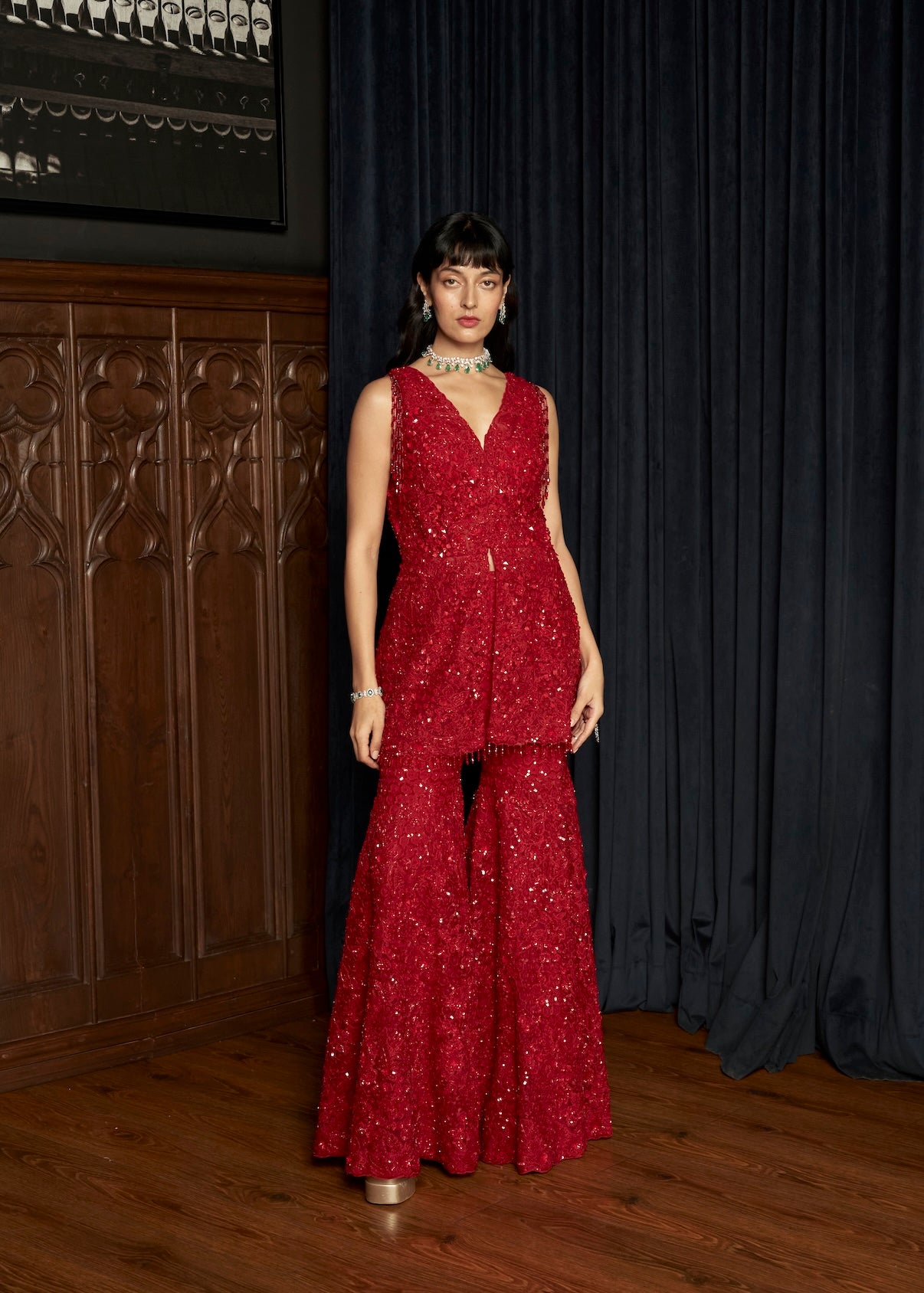 RED SHARARA SET