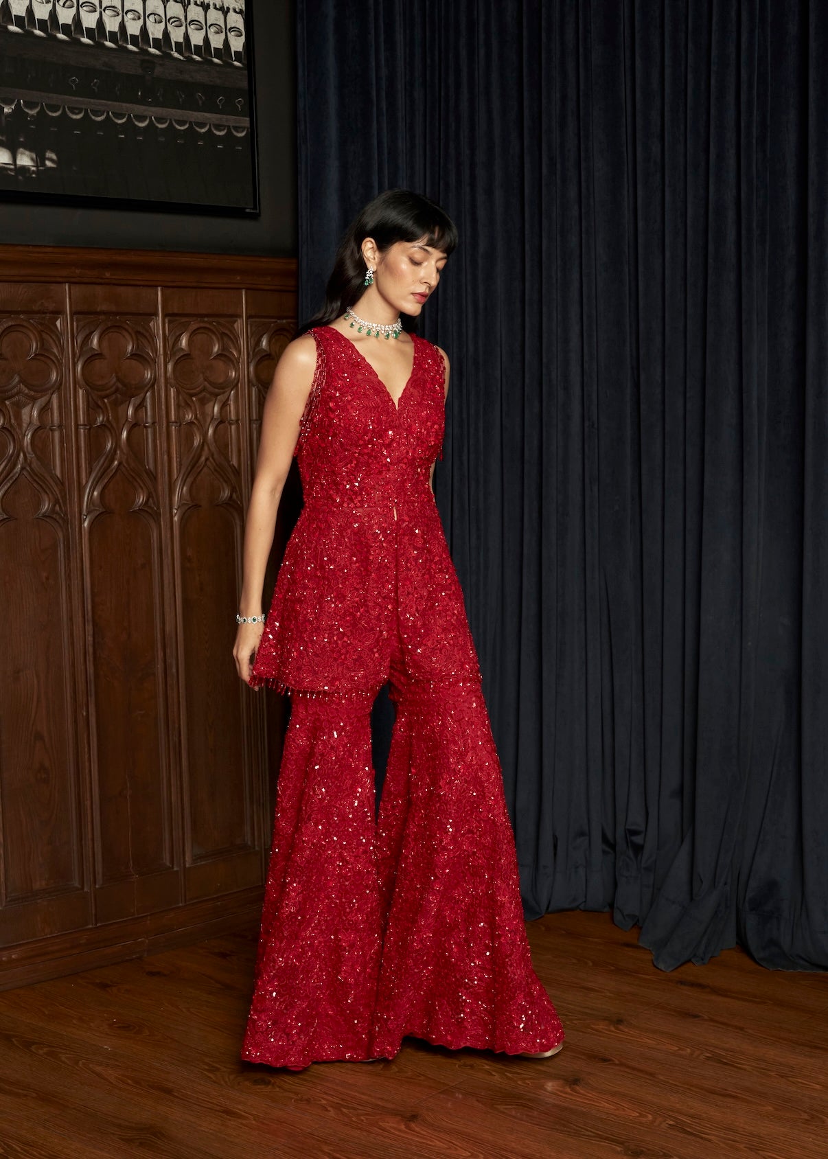 RED SHARARA SET