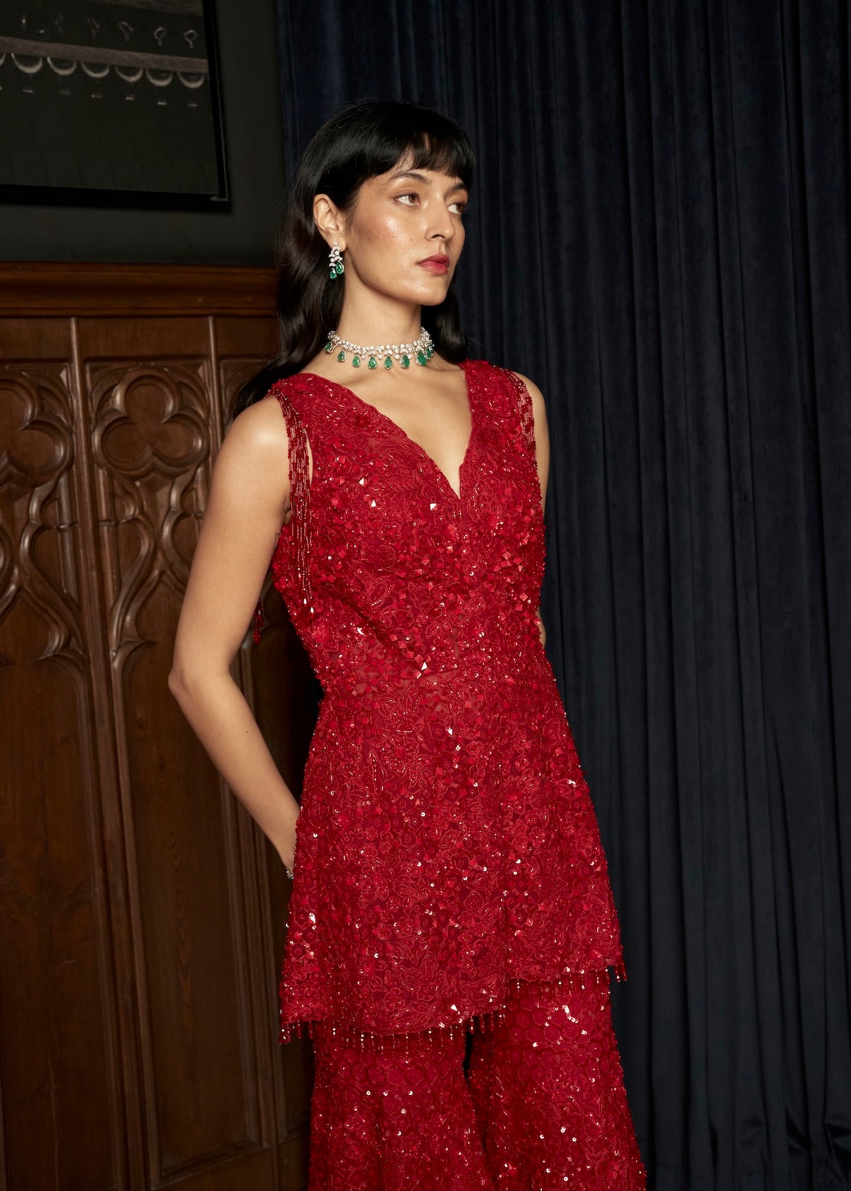 RED SHARARA SET
