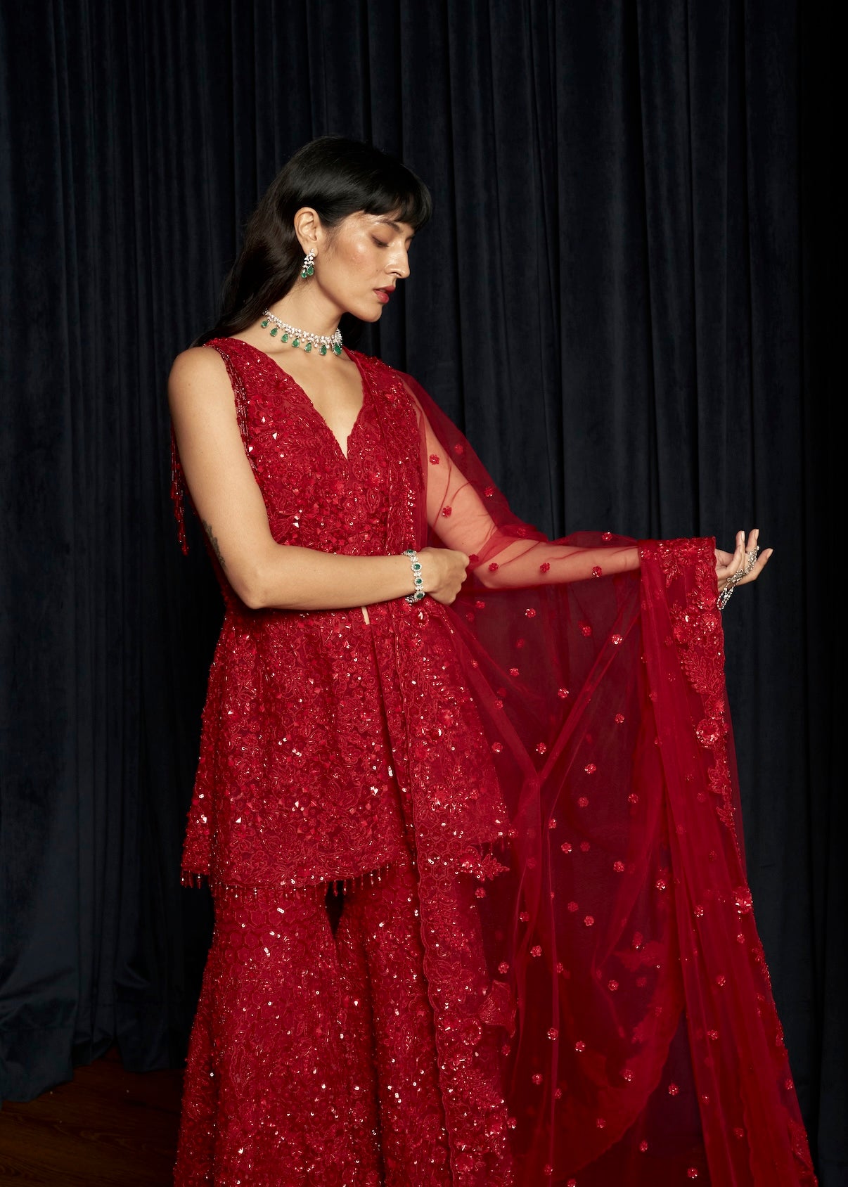 RED SHARARA SET