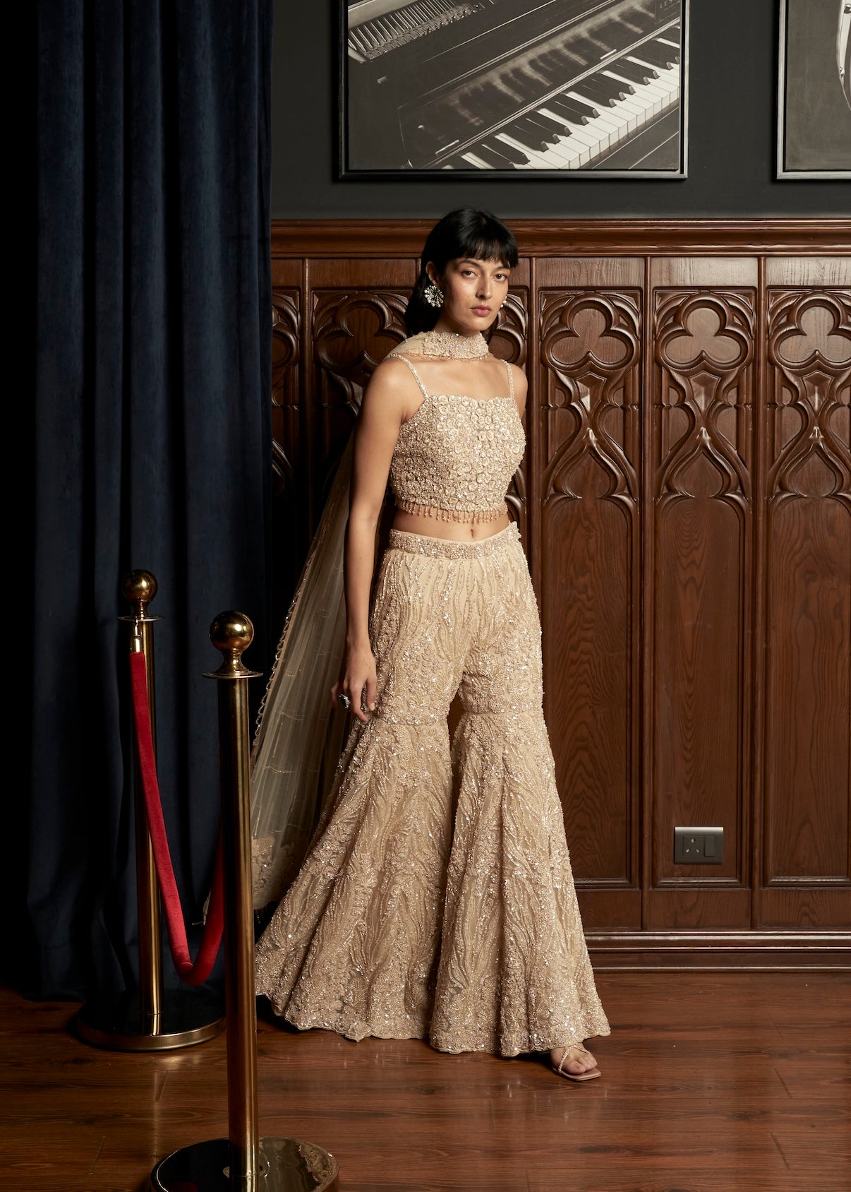 BEIGE INDO-WESTERN SET