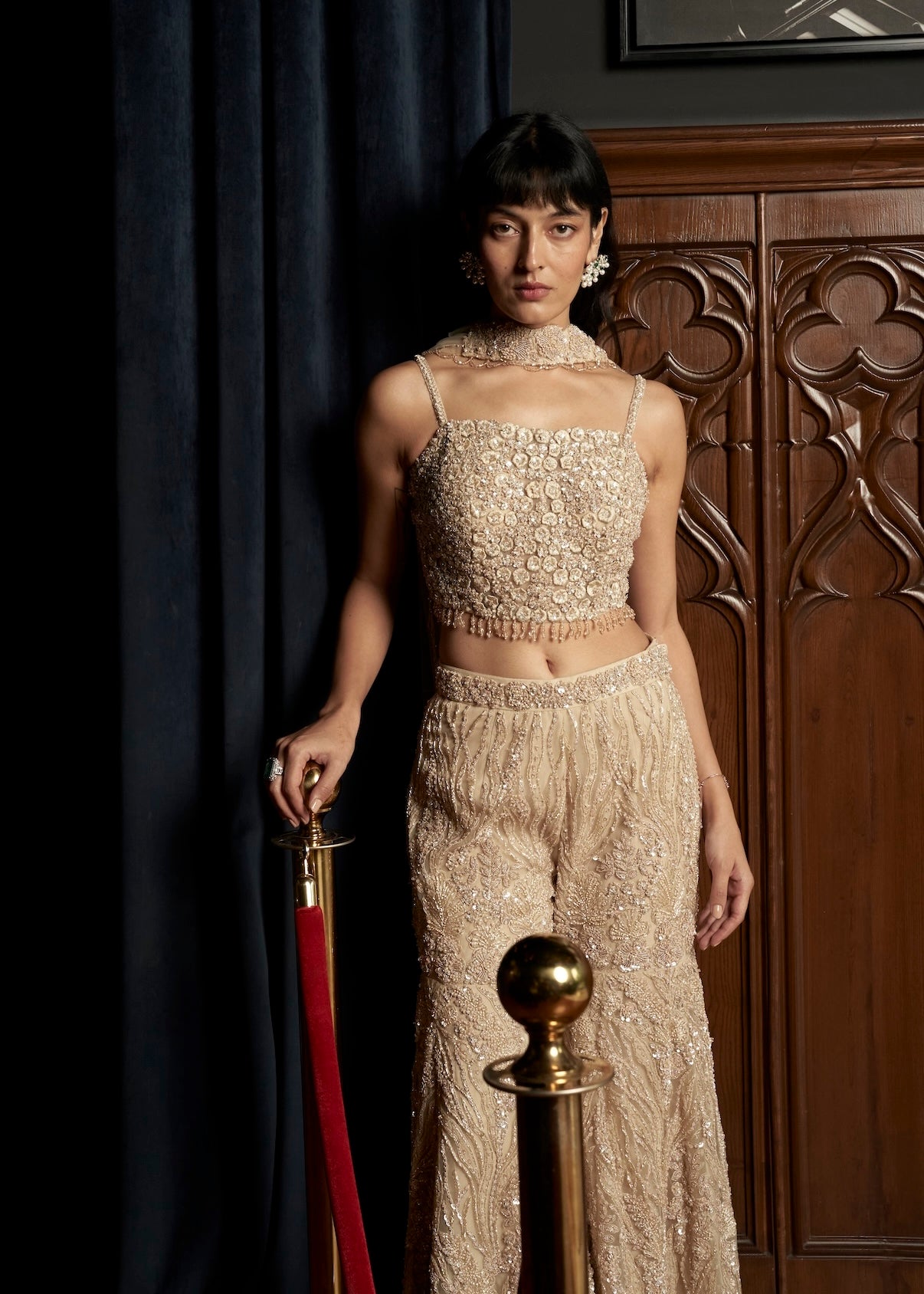 BEIGE INDO-WESTERN SET