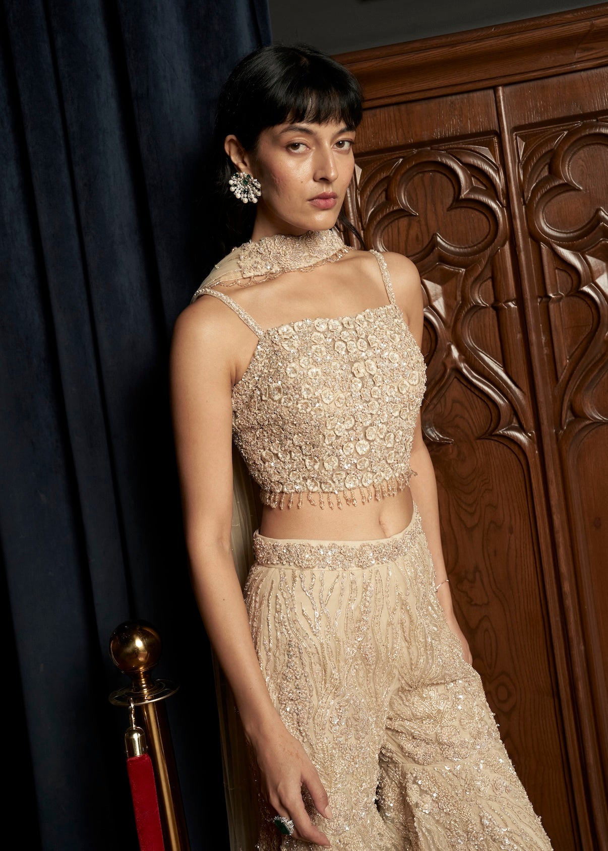 BEIGE INDO-WESTERN SET