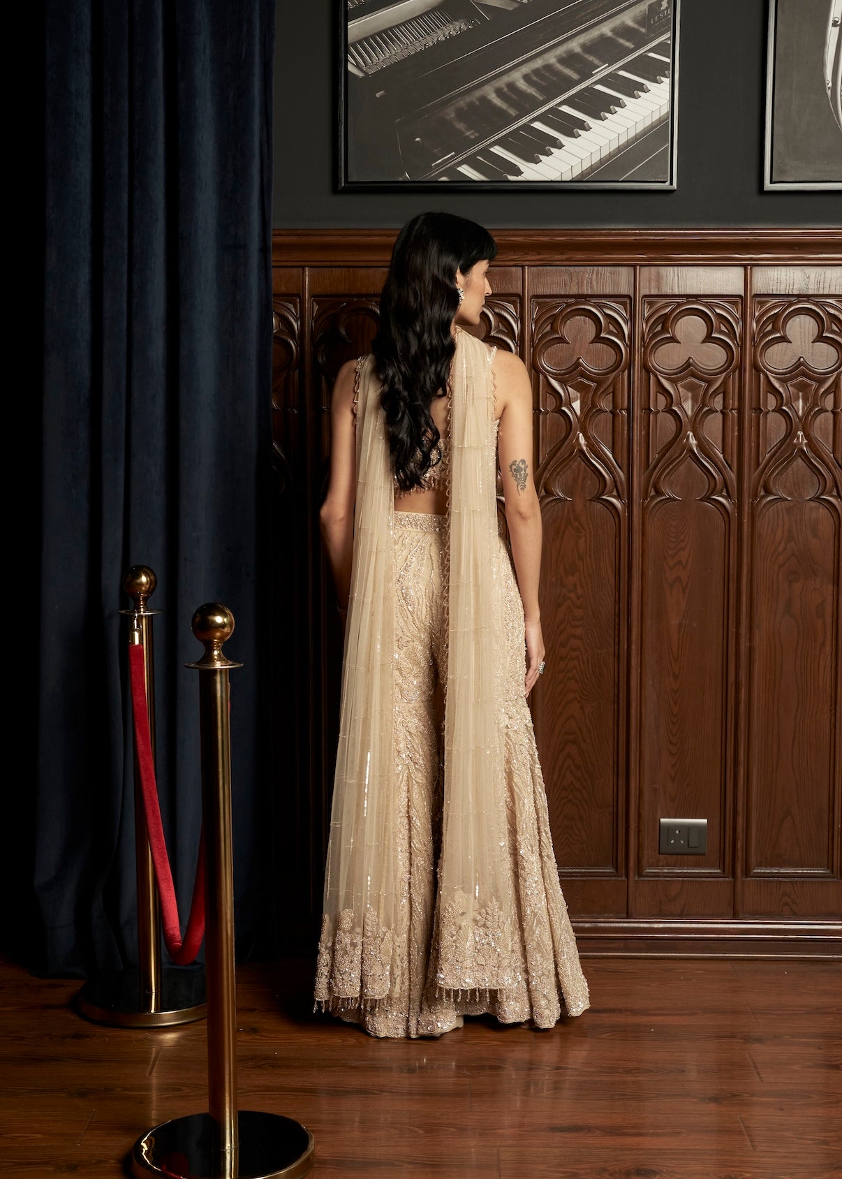 BEIGE INDO-WESTERN SET