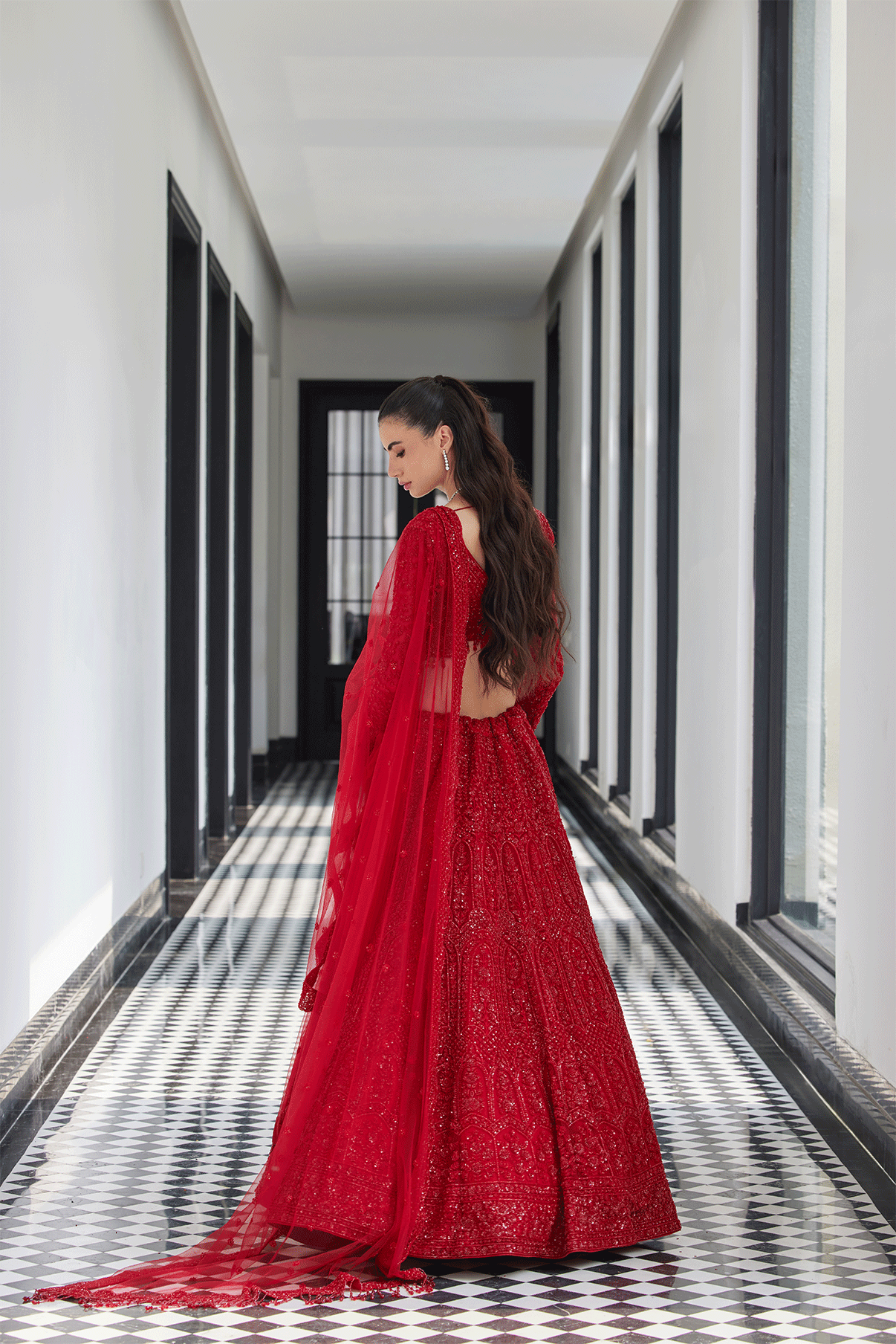RED ON RED BRIDAL LEHENGA
