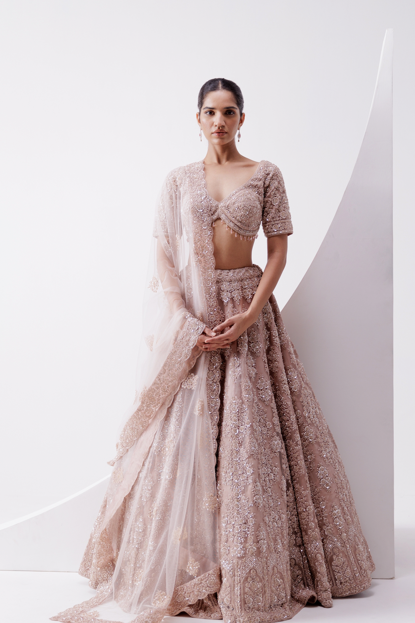 ORGANZA TISSUE EMBROIDERED LEHENGA