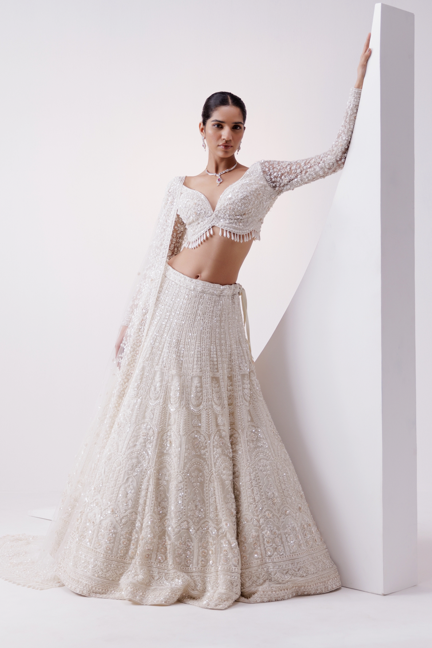 IVORY PEARL EMBELLISHED LEHENGA