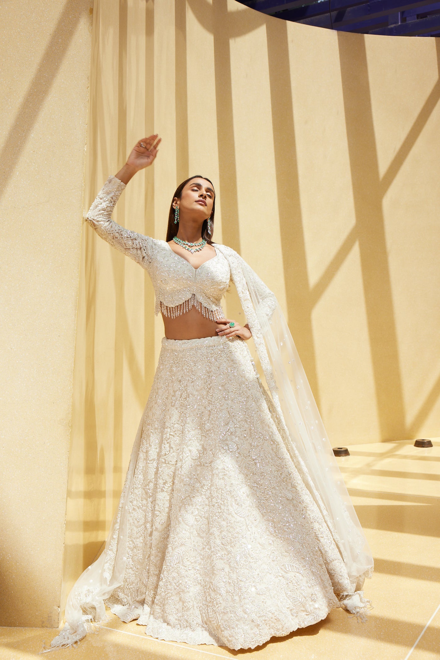 IVORY NET LEHENGA