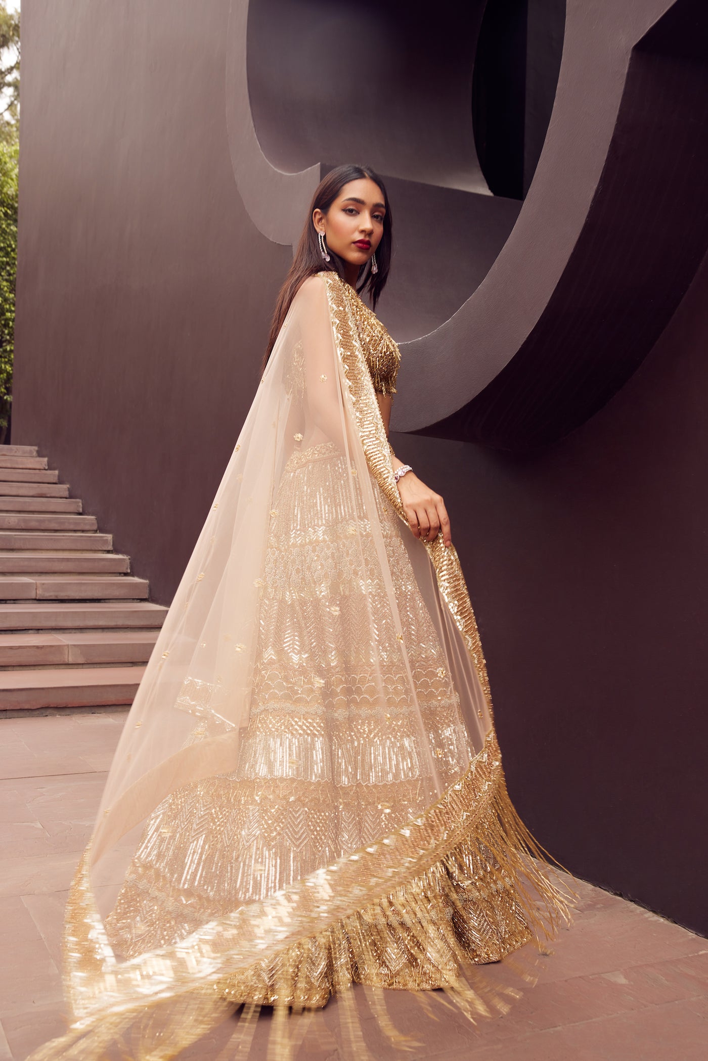 GOLDEN EMBROIDERED LEHENGA SET