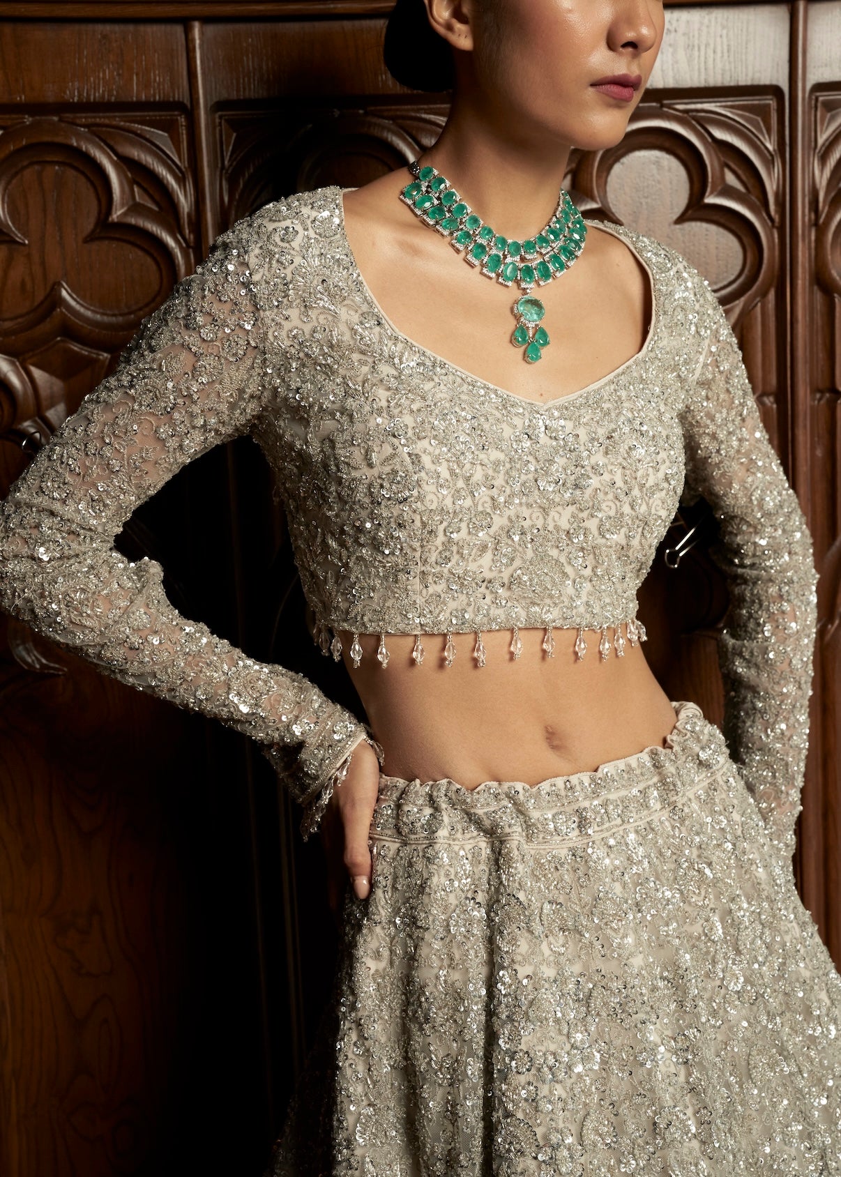 GREY BRIDAL LEHENGA SET