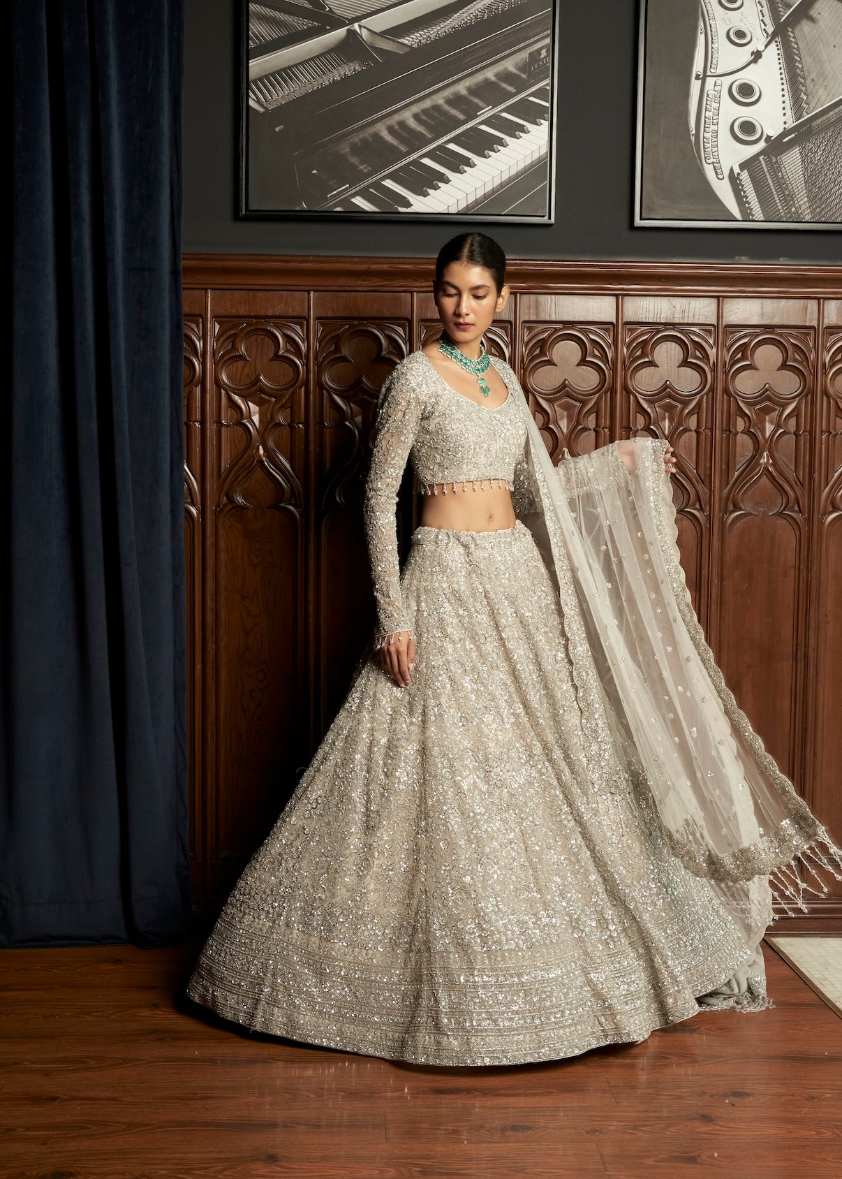GREY BRIDAL LEHENGA SET