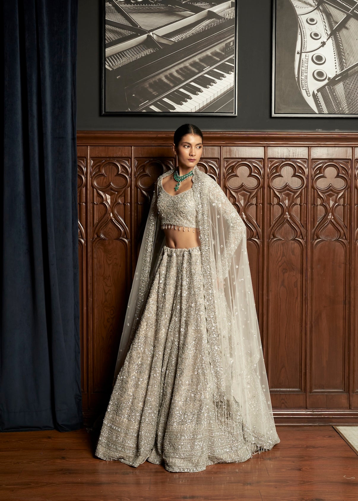 GREY BRIDAL LEHENGA SET