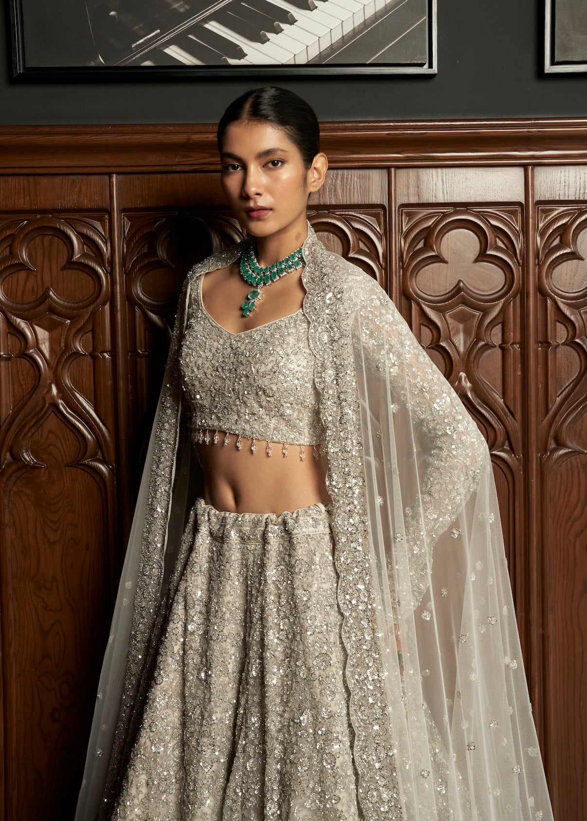 GREY BRIDAL LEHENGA SET