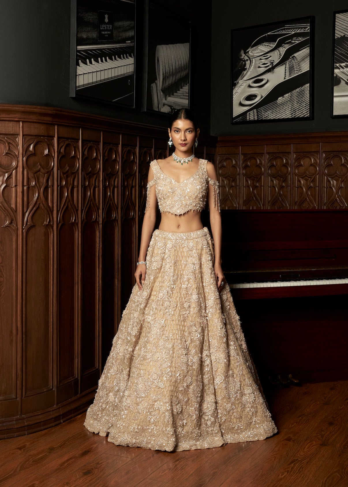 BEIGE 3D LEHENGA SET