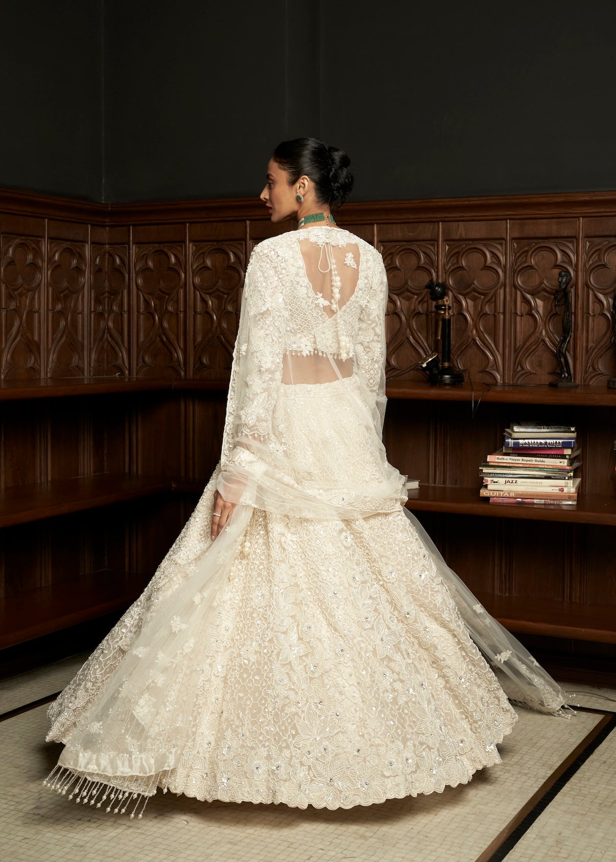 IVORY NET LEHENGA SET