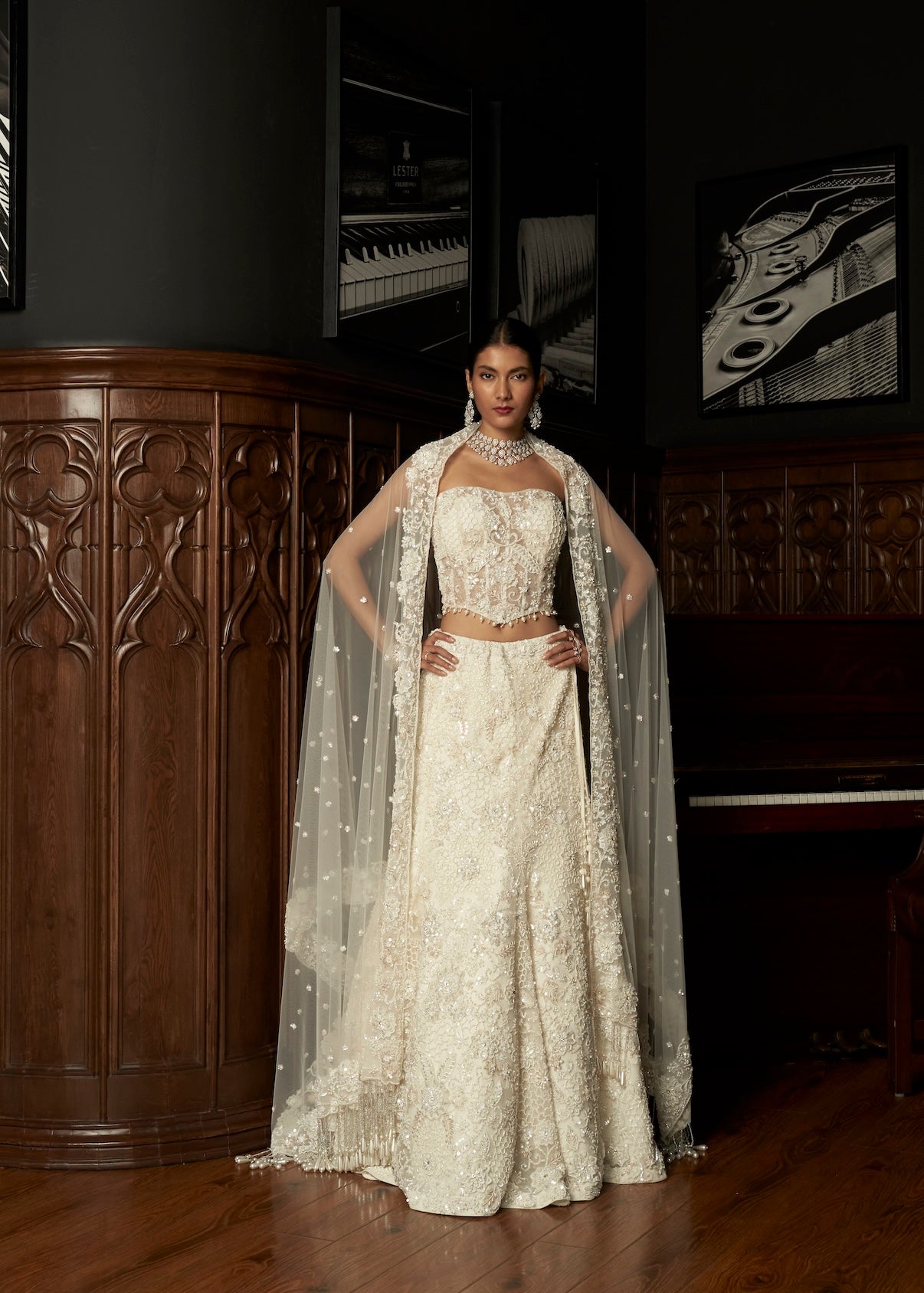 IVORY FISH CUT LEHENGA SET