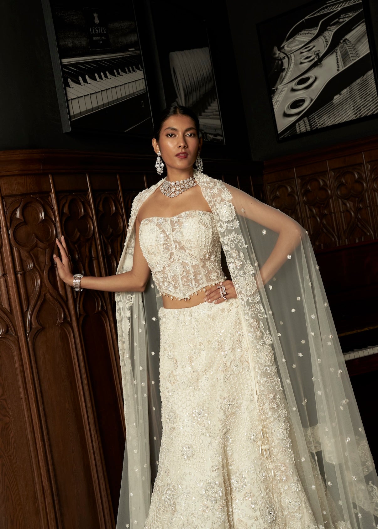 IVORY FISH CUT LEHENGA SET