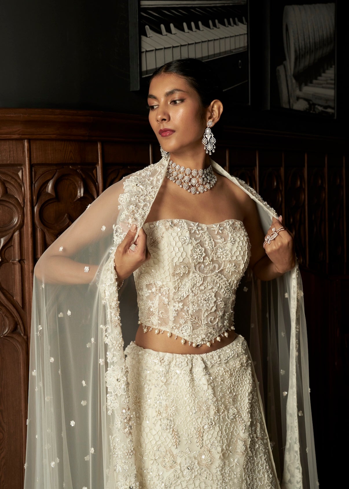 IVORY FISH CUT LEHENGA SET