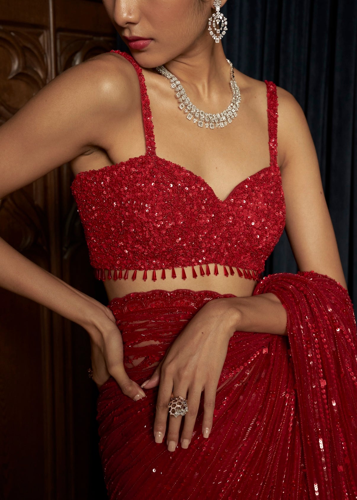 RED STATEMENT SAREE