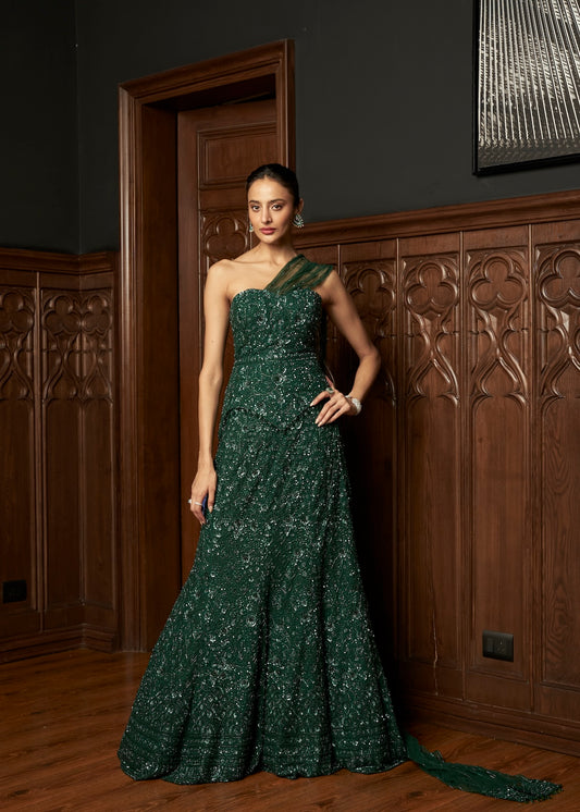 EMERLAD FISHCUT LEHENGA WITH CORSET BLOUSE
