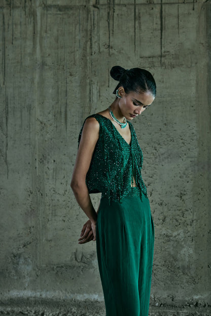 EMERALD CRYSTAL JACKET WITH PANTS SET