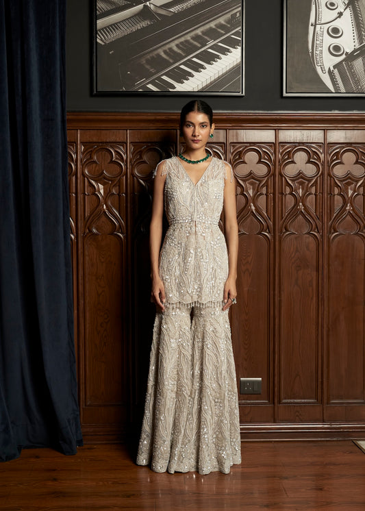 GREY SHARARA SET