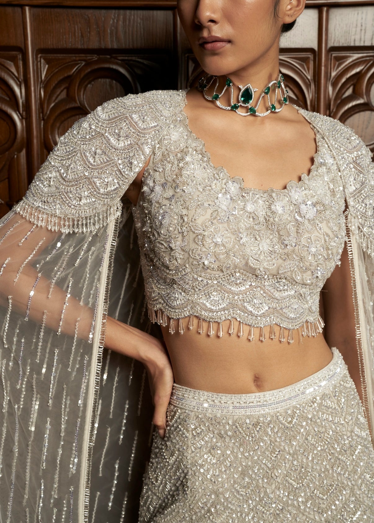 GREY INDO-WESTEN CAPE PANT SET