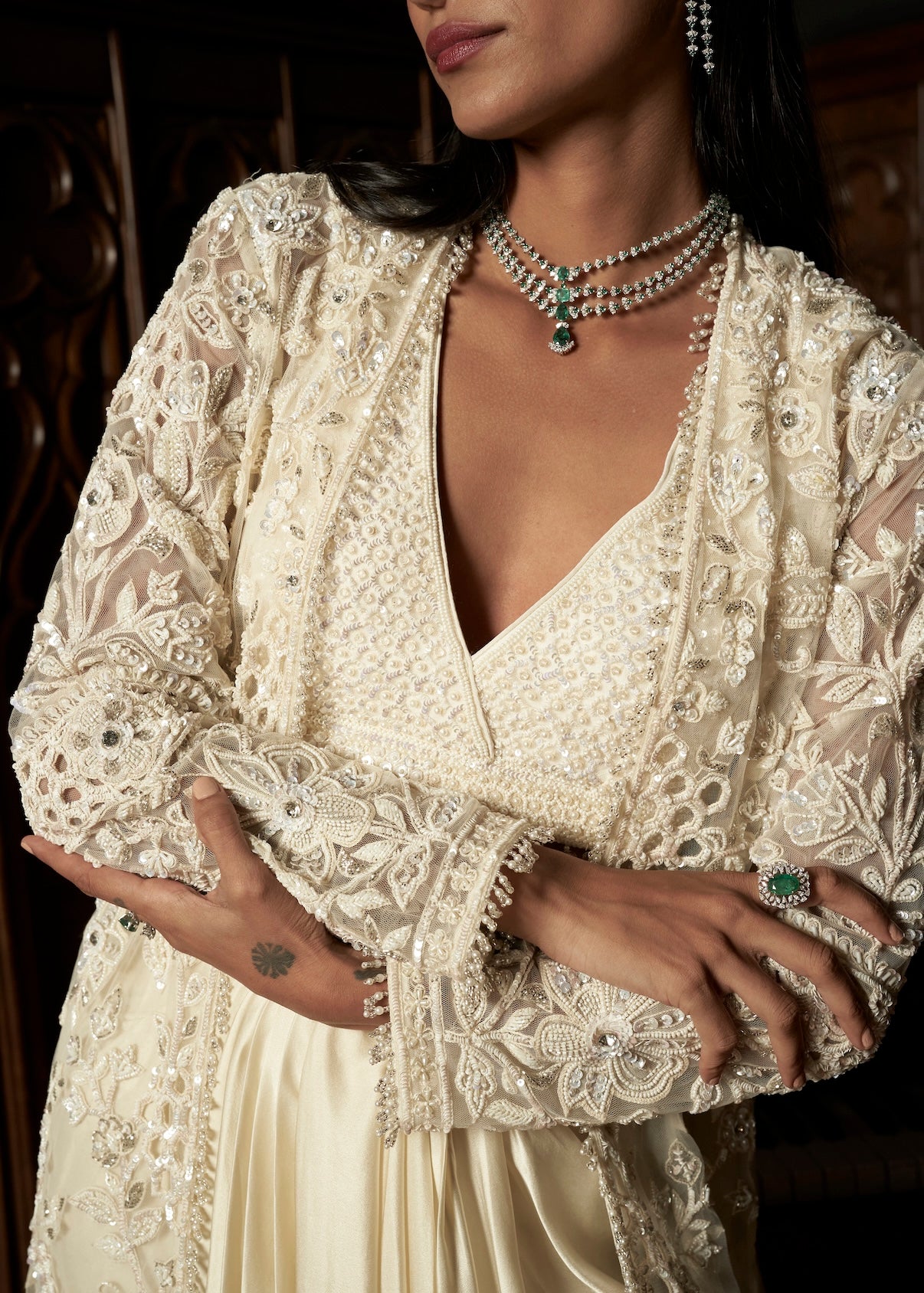 IVORY JACKET- SKIRT SET