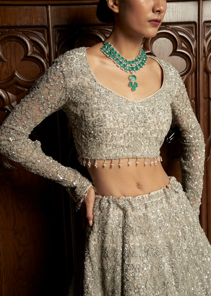 GREY BRIDAL LEHENGA SET