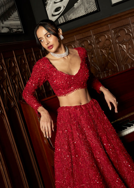 RED BRIDAL LEHENGA SET