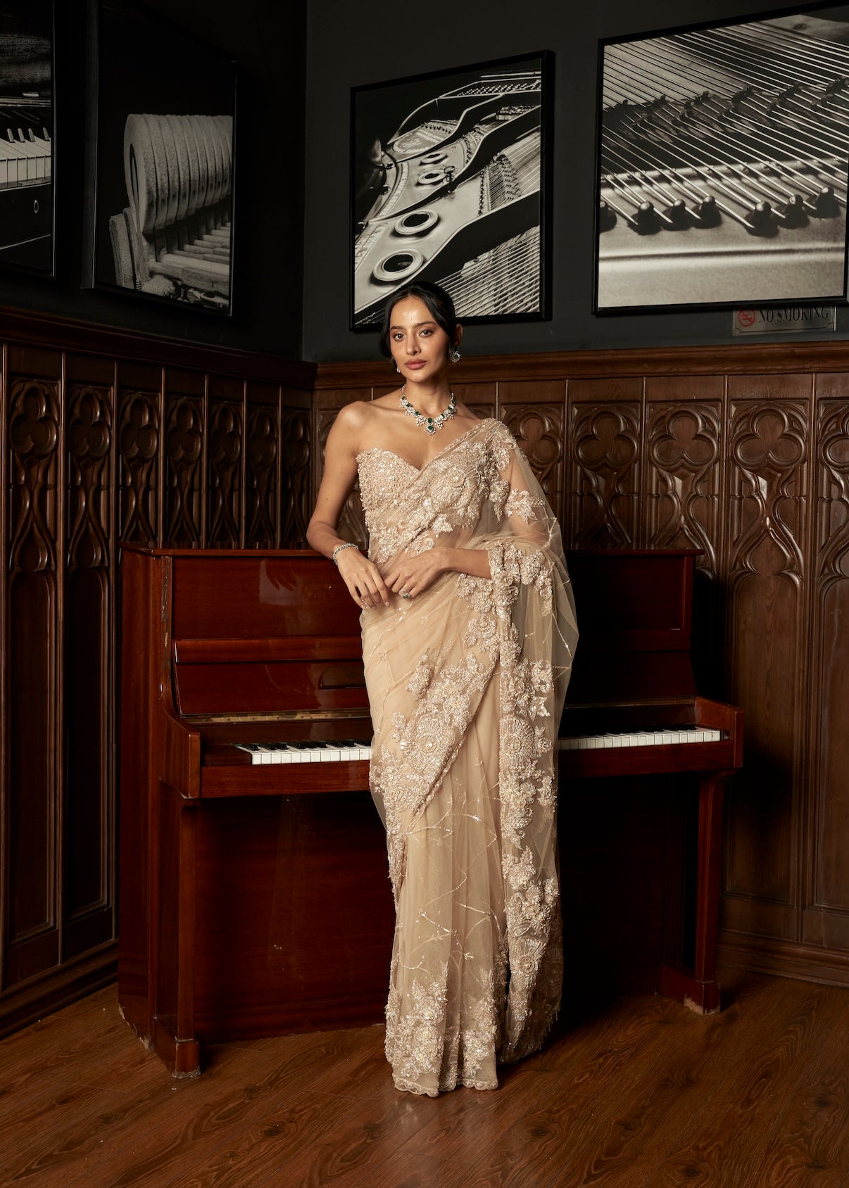 BEIGE SAREE SET