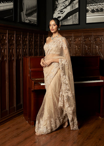 BEIGE SAREE SET