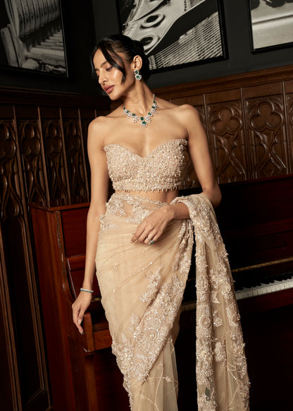 BEIGE SAREE SET