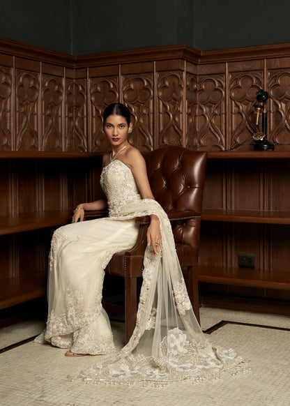 IVORY COREST SAREE SET
