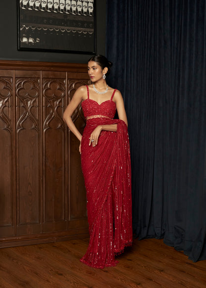 RED STATEMENT SAREE