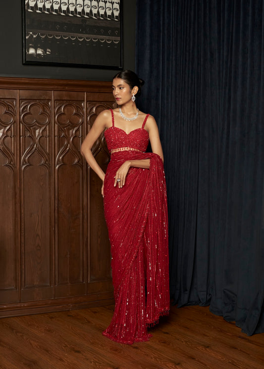 RED STATEMENT SAREE